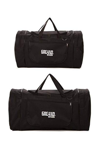 GreandBags 2 Lİ SİYAH SEYAHAT ÇANTASI 4 BÖLMELİ ÇANTA SPOR ÇANTASI BÜYÜK BOY VALİZ