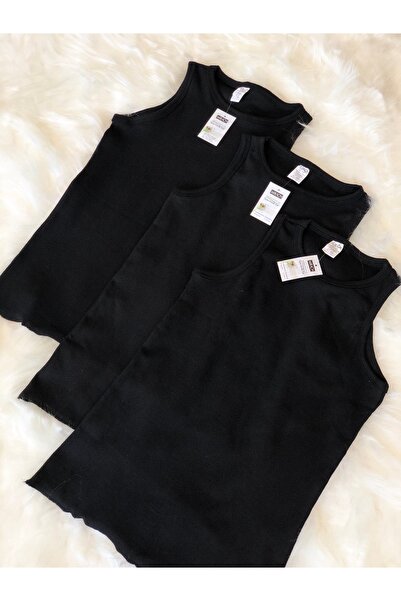 mirach Σετ 3 ελαστικές μπλούζες Unisex από Lycra - Αμάνικο και Χοντρό λουράκι μαύρο