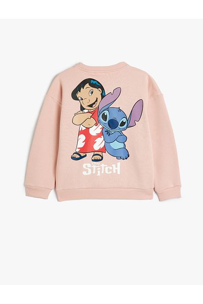 Koton Stitch licencovaná mikina s dlouhým rukávem a zvýšeným růstem - Crew Neck