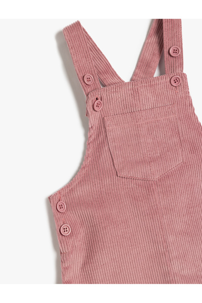 Koton Pamuklu Askılı Cep Detaylı Kadife Jile Elbise