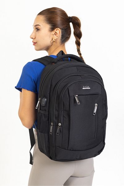 By Hakan DADA-05 Laptop Backpack with USB - Black for Daily Travel and Camping