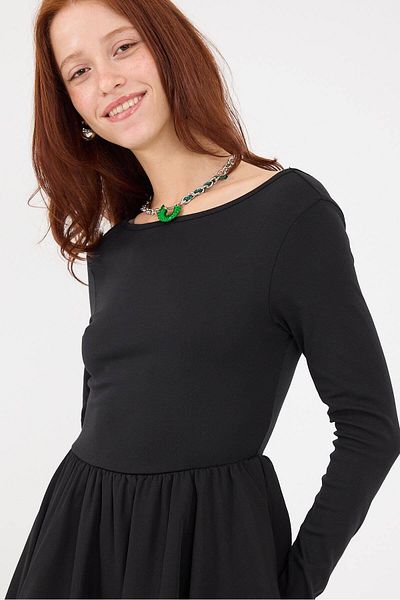 Addax Long Sleeve Backless Balloon Dress - E17210-W11