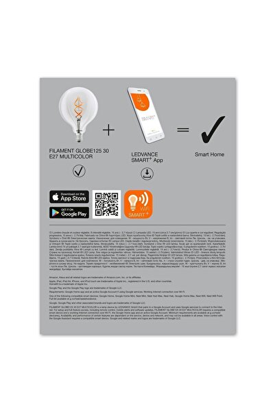 Ledvance Ledvace Smart Led Globe Flament 4.5w 2700k Rgbw 300lm E27 Duy Wıfı Kontrollü Ampül