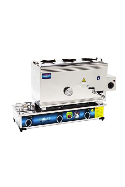 Mizan 60 Lık Doğalgazlı Elektrikli 40 Litre 3 Demlikli Çay Kazanı Ocağı