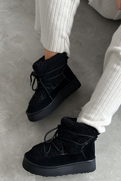 Shoebutik Frigo Μαύρα βελούδινα δαντέλα με λεπτομέρεια Γυναικείες χειμερινές μπότες