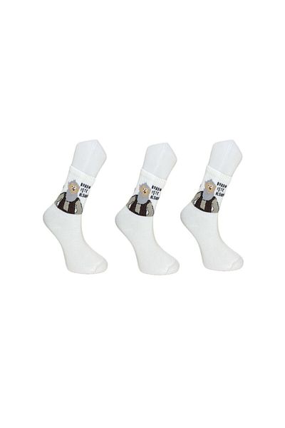 LOOKSOCKS Κοίτα Κάλτσες Burda Να 'τος Αλσάνα Κάλτσες με Σχέδιο Χαρακτήρα Λευκές Κολεγιακές Κάλτσες 3 Ζεύγη Μπίλγκε Τζαν Ντέντε Κάλτσα