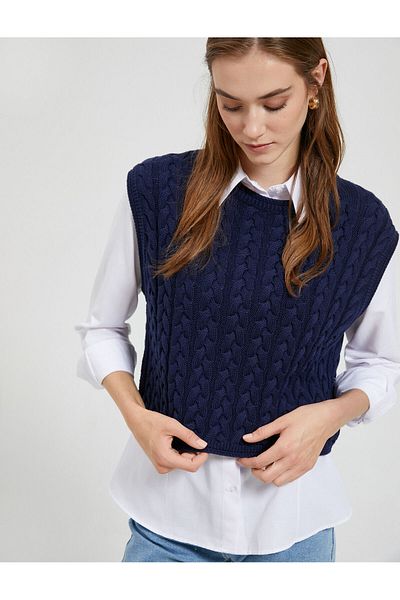 Koton Pulover crop cu motiv cu decolteu