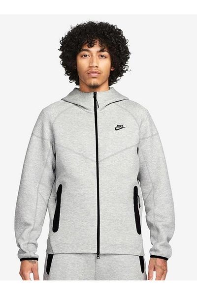 Nike Ανδρικό γκρι φούτερ - M Nk Tch Flc Fz Wr Hoodie, FB7921-063