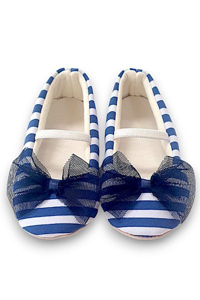 First Step Navy Blue Striped Baby Girl Elastic First Step Babet-F-544