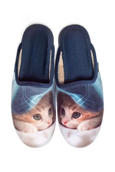 Twigy Papuci de casă pentru femei Blue Kitten - Mărimea 36/41