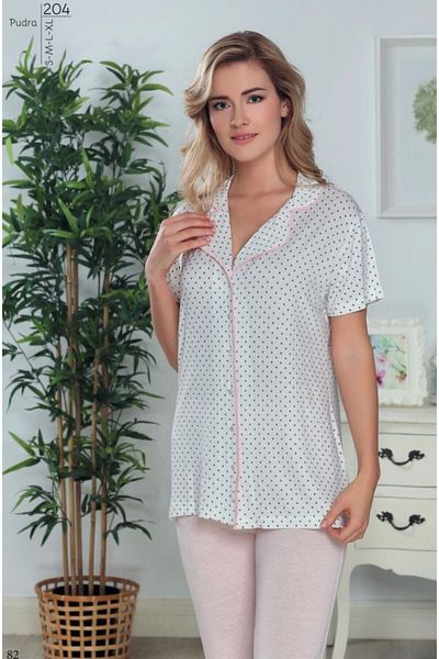 Pelin Pijama Pelin pijama cu nasturi în față pentru femei-2220-roz