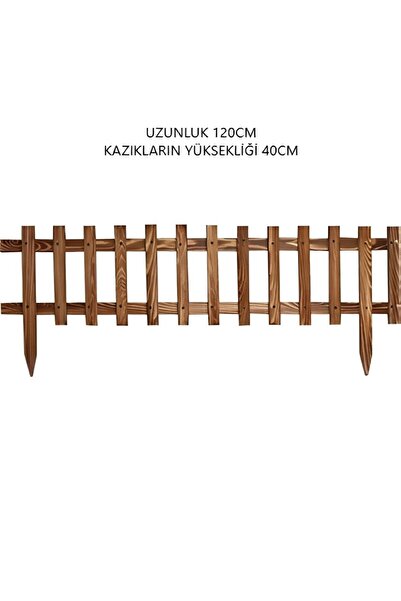 pinoxi Ahşap Bahçe Saksılık Çit Bahçe Çiti Kazıklı 120cm X 40cm