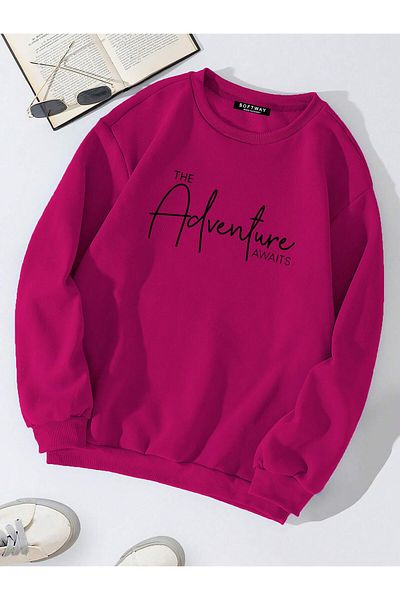 SOFTWAY Φούτερ Unisex Oversize Crew Neck Basic Adventure με στάμπα - ΦΟΥΚΙΔΙΔΑ