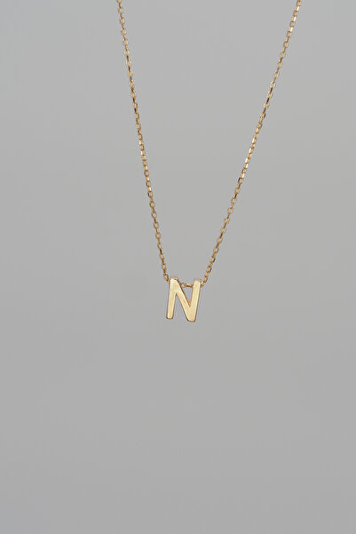 Naze Kuyumculuk 14 Ayar Altın N Harfi Kolye