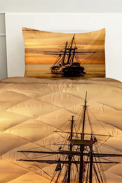 Else Dekor Sea Patterned Double Sailing Pillow - Quilted and Covered