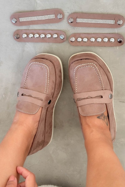 Shoebutik Nilda Vizon Замінна застібка на шнурку Деталізована рівна підошва Ж...