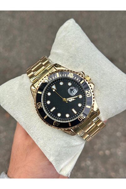 pierrose Altın Gold Çift Renk Çelik Kordon Takvimli Erkek Kol Saati