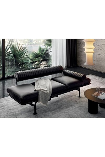 SCY Pirata Özel Tasarım Metal Ayaklı Sırtlıklı Yastıklı Puf 3 Kişilik Lobi Ko...