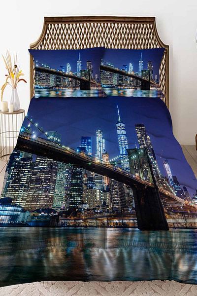 Else Dekor Double Quilted Quilt Pillow - City Landscape Patterned, Covered