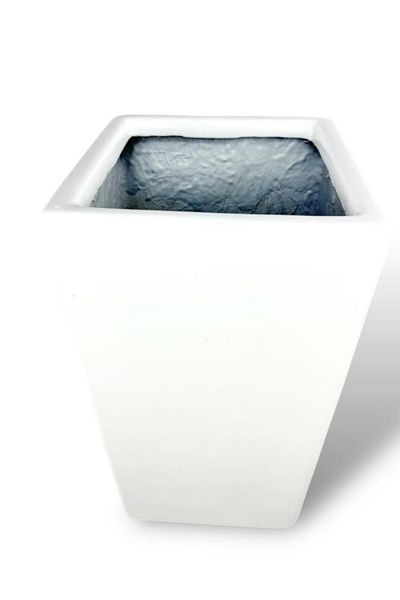 Nettenevime Fiberglass Vertical Quadrangle Vase - Flower Pot White, 25*25*50cm