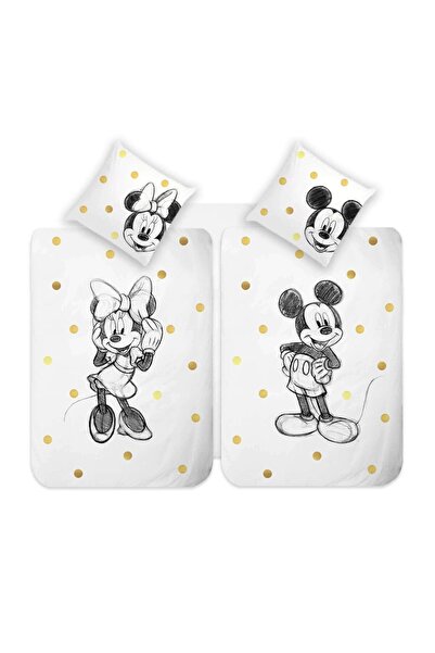 Disney Collection Mickey Minnie Set, 2x Bettbezug 135x200 - 2x Kopfkissenbezug 80x80, 100% Baumwolle