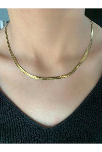 Pretty Italyan Ezme Gold Renk Çelik Kolye