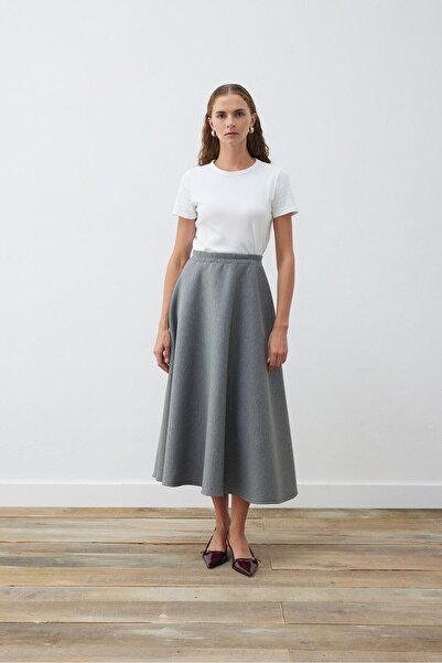 TERZİ DÜKKANI SCUBA KLOŞ ETEK GRİ MELANJ