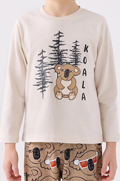 Rolypoly Σετ πιτζάμες για αγόρι καφέ μακρυμάνικο