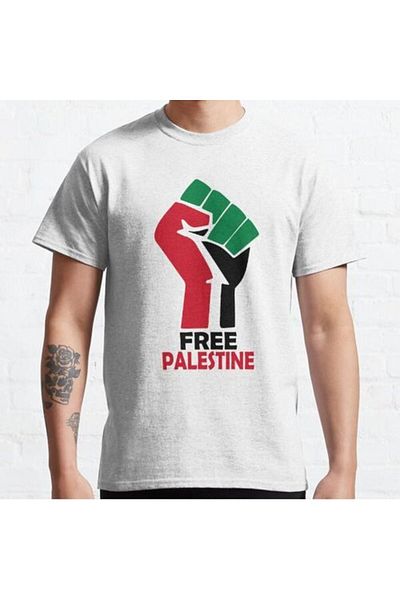 Pink Sky Palestine Printed White Unisex Oversize T-shirt - Tshirt