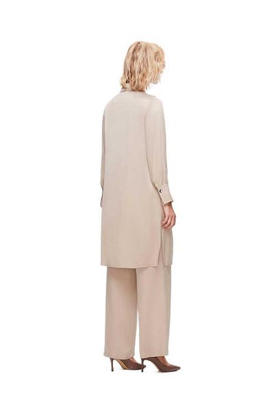 MISS DALIDA Pantaloni cupro bej cu picioare largi T25K-7015