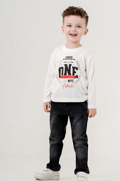 Minik Dolap Hooded Quilted Coat 3-Piece Jeans Set