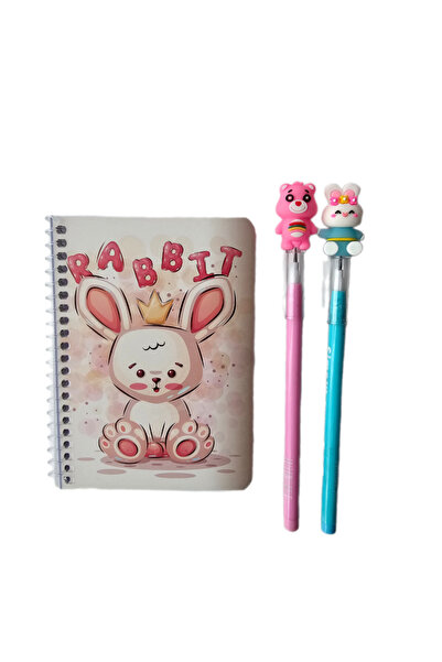 Ceylan Kırtasiye Tavşan Resimli Kapak A6 Not Defteri + 2 Adet Yumurtlayan Kal...