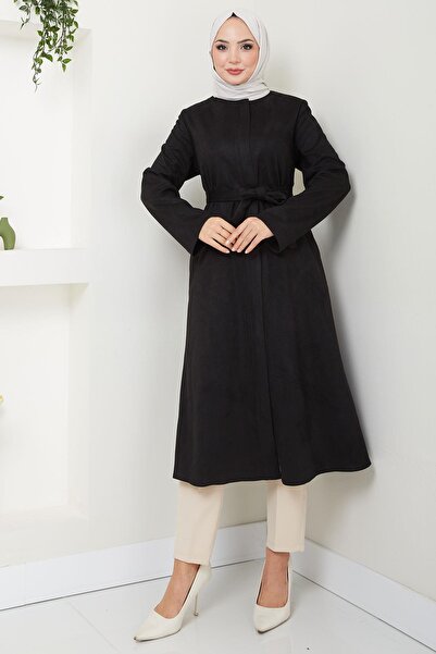 hafsamina Șapcă din piele intoarsa neagra - cu fermoar si curea HM2542