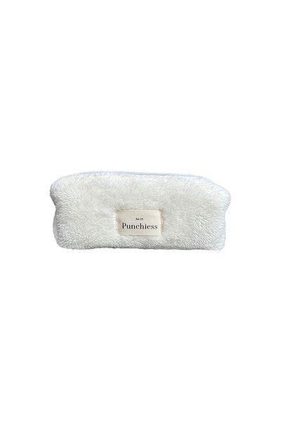 Punchiess White Plush Pencil Case