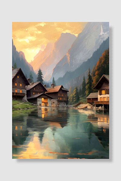 kubdekor Switzerland oil painting  Popart Poster Dekoratif Modern Sanatsal Du...