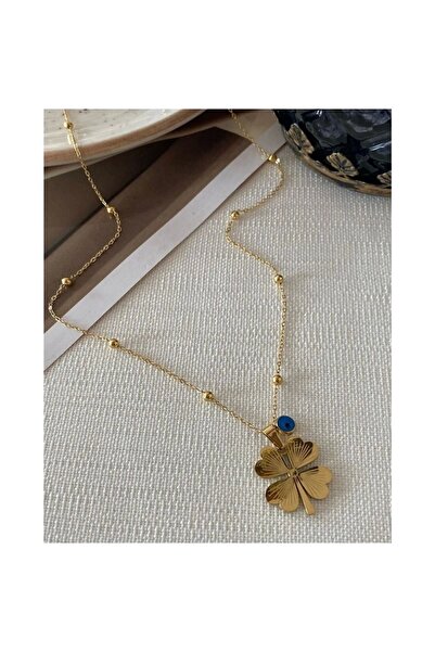 BERS AKSESUAR 4 Yapraklı Yonca Uzun Zincir Kolye