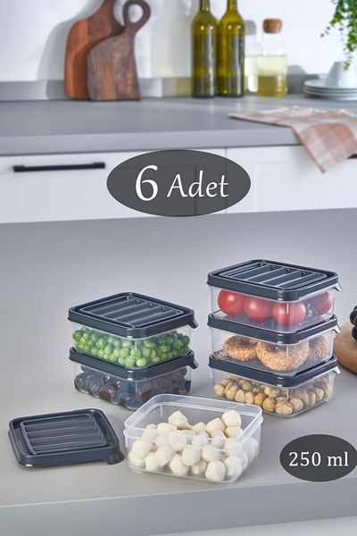 Livonelli 6 Pieces 250 ml Refrigerator and Microwave Storage Container - Fridge Organizer