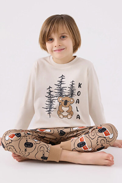 Rolypoly Σετ πιτζάμες για αγόρι καφέ μακρυμάνικο