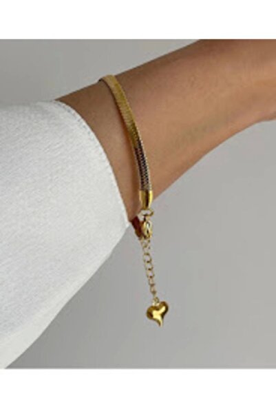 Bahar Takı ve aksesuar Women's Gold Italian Flat Chain Bracelet