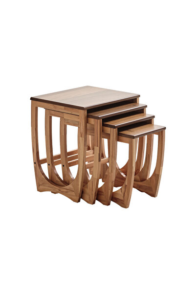 Genel Markalar 112 Ahşap 4'lü Zigon Sehpa Seti 58x47x63cm | Doğal Malzeme İle...