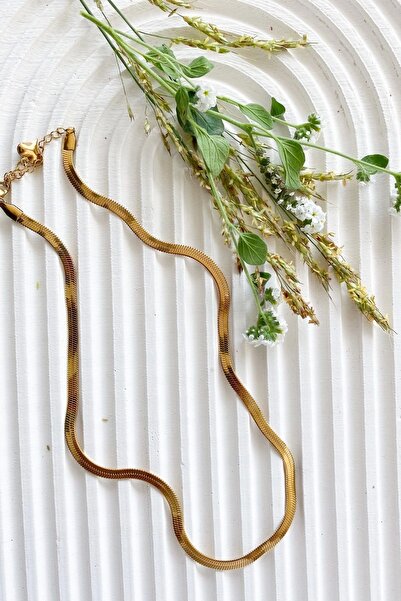 Pretty Italyan Ezme Gold Renk Çelik Kolye