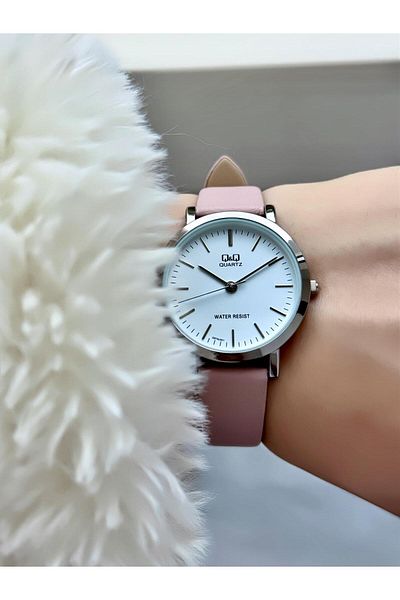 Q&Q Elegant Thin Case Women Leather Cord Wrist Watch