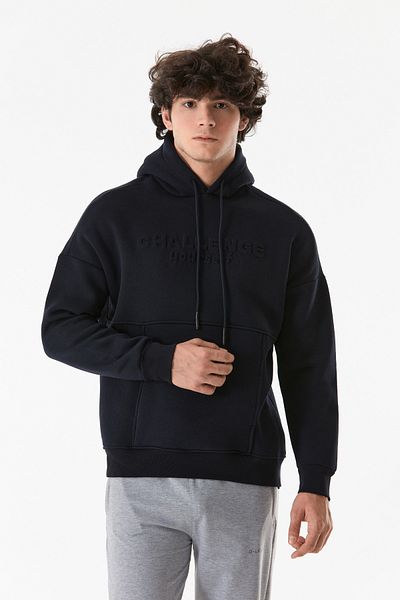Fulla Moda Φούτερ με κουκούλα καγκουρό με 3 νήμα με ανάγλυφο εμπριμέ