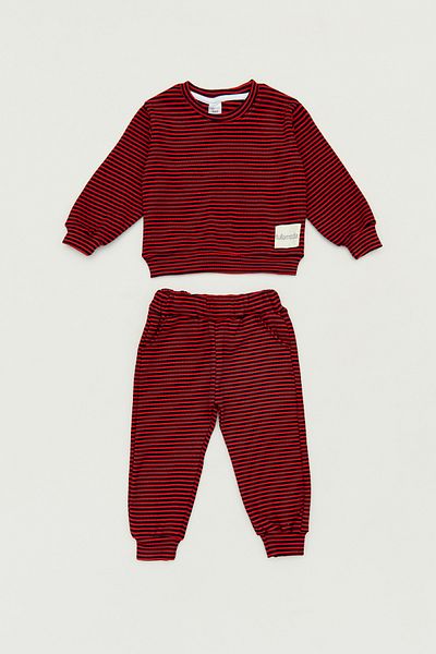Fulla Moda Costum cu dungi pentru copii, unisex, cu gât crew