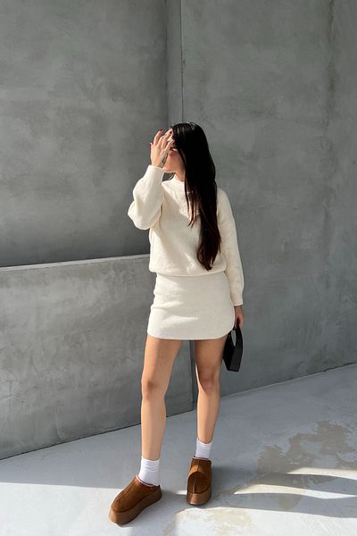Seda Yalçın Atelier Cream Knitwear Sweater Skirt Set