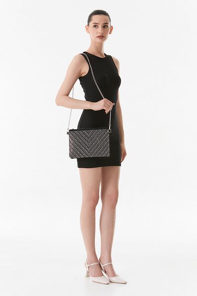 Fulla Moda V Patterned Portfolio Bag with Stone Detail