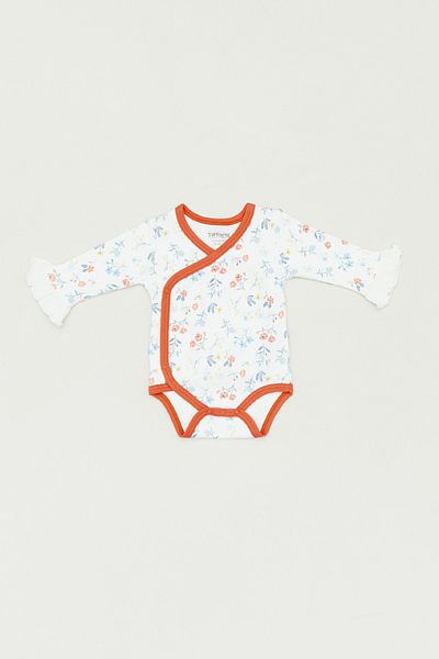 Fulla Moda Floral Patterned Double-breasted Bodysuit for Girls