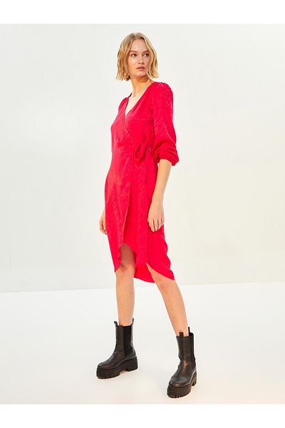 LC Waikiki Γυναικείο φόρεμα Bodycon με μακρυμάνικο γιακά με διπλό στήθος