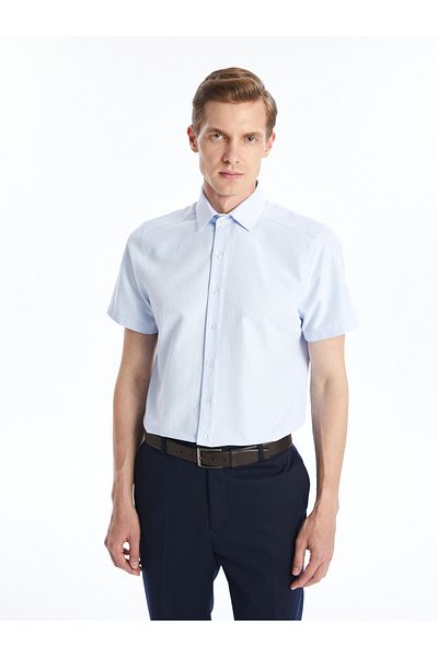 LC Waikiki Мъжка карирана риза Slim Fit с къс ръкав