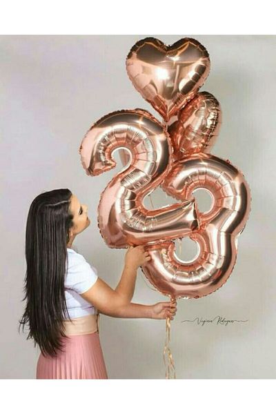 MERİ PARTİ Rosegold 23 Year Old Figure Follyo Balloon - Birthday Set